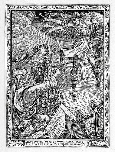 Boatswain shouting 'What cares these roarers for the name of king?'